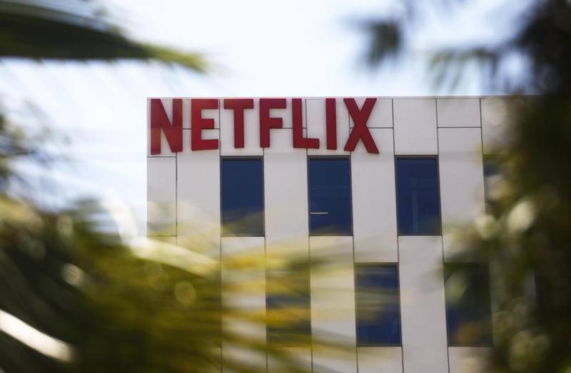 LOS ANGELES, CALIFORNIA - MAY 29: The Netflix logo is displayed at Netflix offices on Sunset Boulevard on May 29, 2019 in Los Angeles, California. Netflix chief content officer Ted Sarandos said the company will reconsider their 'entire investment' in Georgia if a strict new abortion law is not overturned in the state. According to state data, the film industry in Georgia contributed $2.7 billion in direct spending while supporting 92,000 local jobs.   Mario Tama/Getty Images/AFP