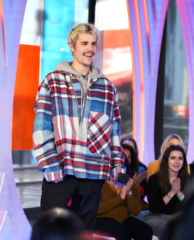 NEW YORK, NEW YORK - FEBRUARY 07: Justin Bieber storms MTVs Fresh Out Live and makes a superfans dreams come true on February 07, 2020 in New York City.   Cindy Ord/Getty Images for MTV/AFP