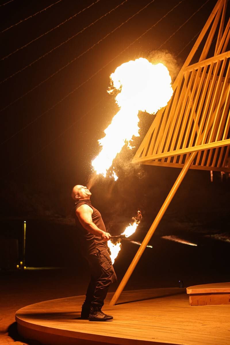 Sonara Camp has live entertainment including a fire-breathing show. Photo: Sonara Camp