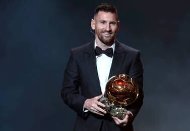 Argentine international Lionel Messi wins the Ballon d'Or 2023 during the Ballon d'Or 2023 ceremony at the Theatre du Chatelet in Paris, France, 30 October 2023.   EPA / MOHAMMED BADRA