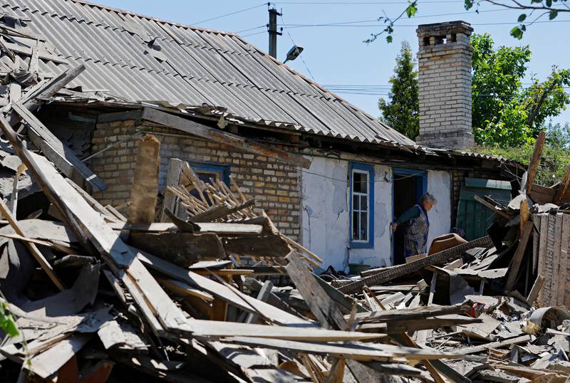 Damage caused by recent shelling in the town of Horlivka in the Donetsk region. Reuters