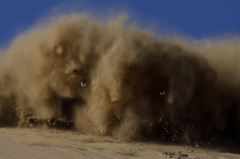 The car driven by Frenchman Mathieu Serradori of the SRT Racing team in action during the Rally Dakar 2022 between Ha'il and Jeddah in Saudi Arabia on January 1. EPA