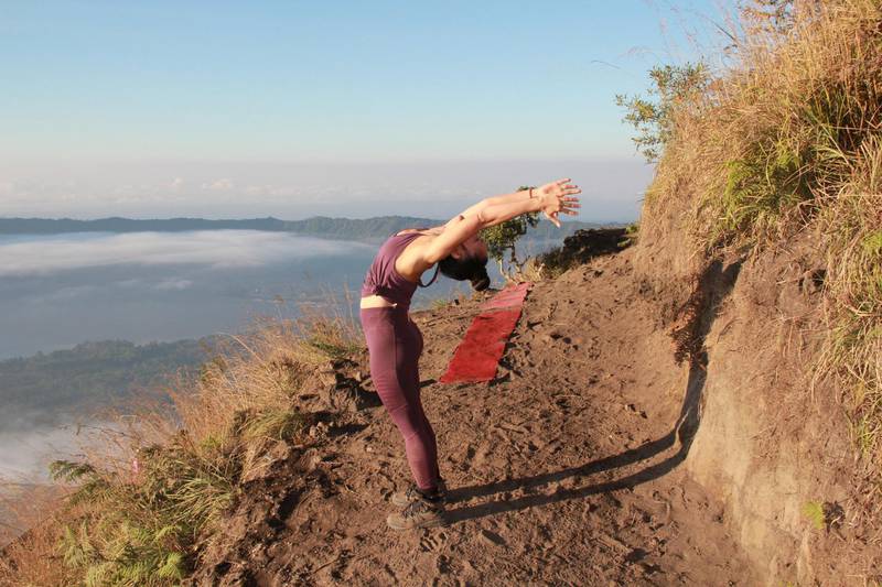 Standing backbend. This pose stretches the spine, neck, chest and shoulders. Courtesy Nerry Toledo