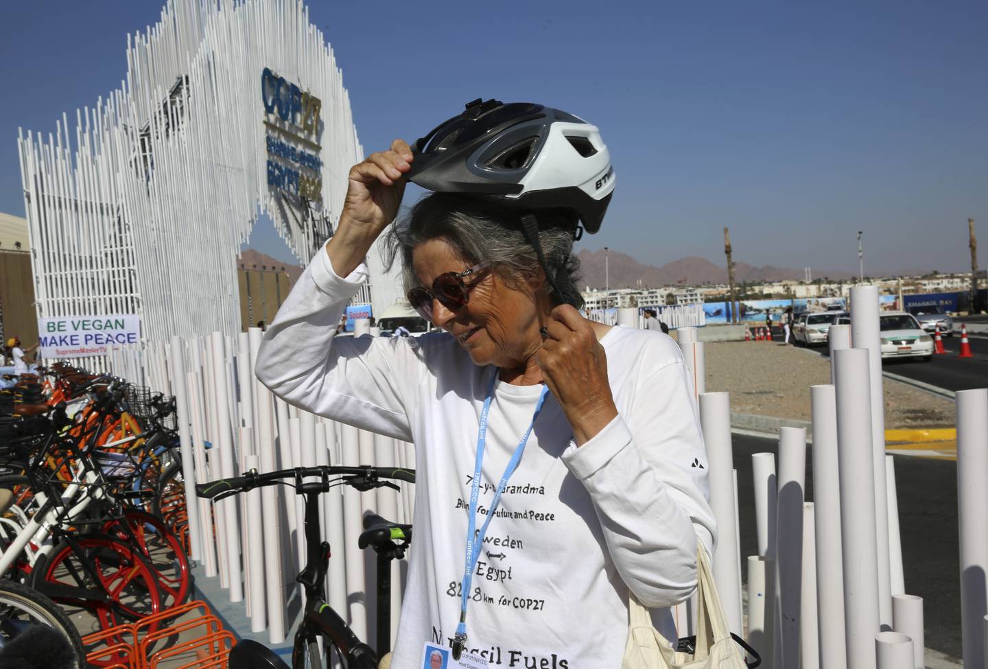 Dorothee has cycled through 17 countries, covering 8,228km and averaging about 80km a day. AP