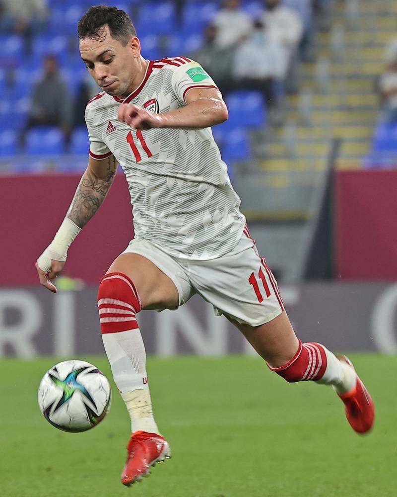 UAE forward Caio Canedo runs with the ball. AFP