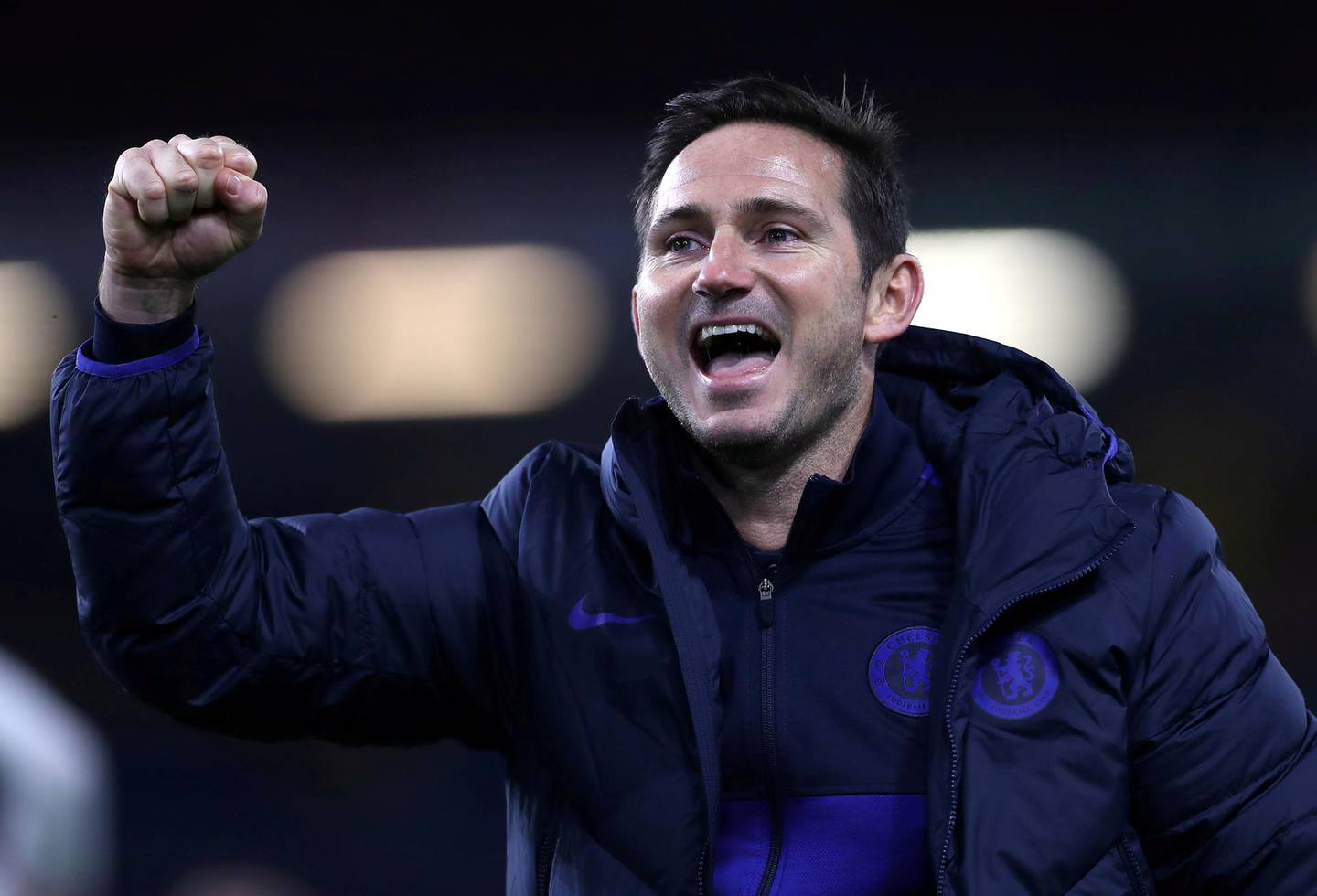 FILE PHOTO: Soccer Football - Premier League - Burnley v Chelsea - Turf Moor, Burnley, Britain - October 26, 2019  Chelsea manager Frank Lampard celebrates after the match   Action Images via Reuters/Lee Smith  EDITORIAL USE ONLY. No use with unauthorized audio, video, data, fixture lists, club/league logos or "live" services. Online in-match use limited to 75 images, no video emulation. No use in betting, games or single club/league/player publications.  Please contact your account representative for further details./File Photo