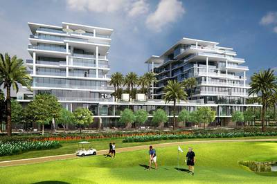 Golf Condos at Akoya by DAMAC. US tycoon Donald Trump announced he would be fronting Damac’s 7,205 yard par 71 Trump International Golf Course located off Umm Suqeim Road next to Dubai Properties Group’s Mudon project. Rendering courtesy Damac