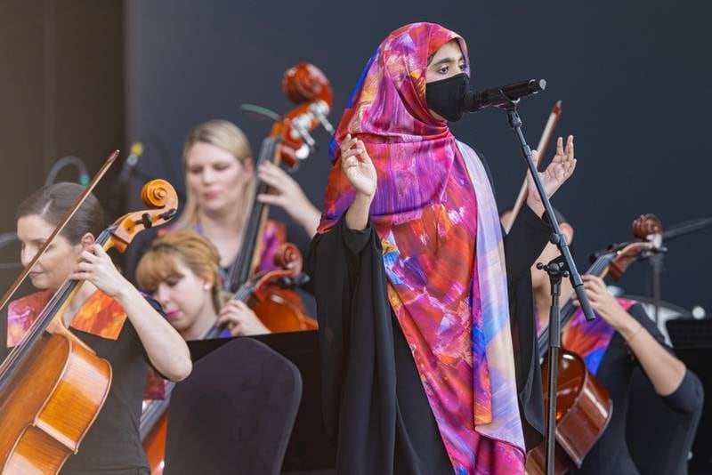 Singer Khatija Rahman performs with the all-female Firdaus Orchestra at the Jubilee Stage. All photos: Expo 2020 Dubai