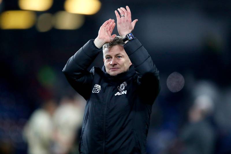 Manchester United manager Ole Gunnar Solskjaer applauds the fans at the end of the Premier League match at Turf Moo. PA