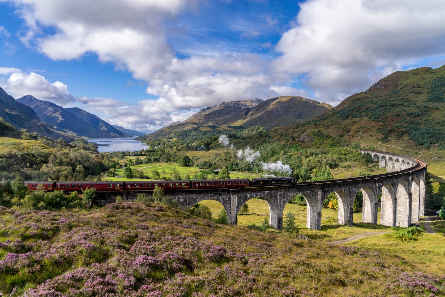 The famous Glenfinnan railway viaduct in Scotland, which featured in the Harry Potter films.  Getty