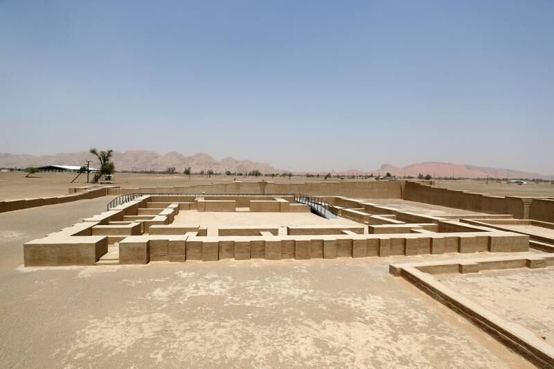 Sharjah, United Arab Emirates - July 10, 2019: Weekend's postcard section. The palace site at the Mleiha Archaeological Centre. Wednesday the 10th of July 2019. Maleha, Sharjah. Chris Whiteoak / The National
