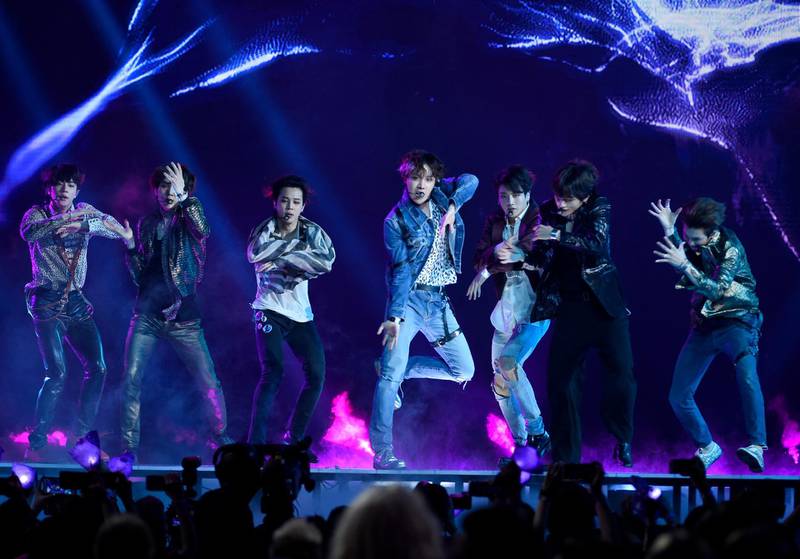 BTS performs "Fake Love" at the Billboard Music Awards at the MGM Grand Garden Arena on Sunday, May 20, 2018, in Las Vegas. (Photo by Chris Pizzello/Invision/AP)