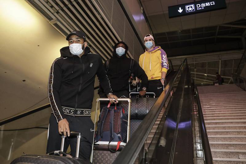 Players of the Wuhan Zall football team arrive at Wuhan railway station in Hubei, China. The  team left Wuhan on January 5, 2020 for a training session in Guangzhou of Guangdong Province. Since then they have spent 104 days training in Malaga, Spain and other cities in Guangdong before finally returning. Getty