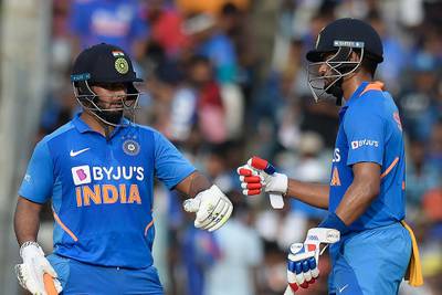 Rishabh Pant, left, and Shreyas Iyer hit fifties as India posted 287-8 in Chennai on Sunday. AFP