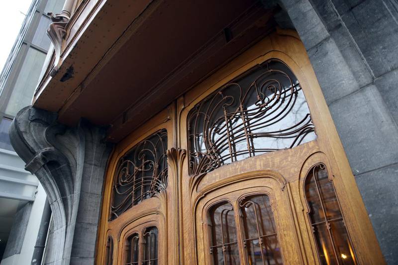 View of the entrance of the Hotel Solvay, an Art Nouveau house designed by Victor Horta, in Brussels, on January 27, 2021. - Still owned by the Wittamer family, this Art Nouveau masterpiece now opens to the public 2 days a week following a public-private partnership. (Photo by François WALSCHAERTS / AFP) / RESTRICTED TO EDITORIAL USE - TO ILLUSTRATE THE EVENT AS SPECIFIED IN THE CAPTION