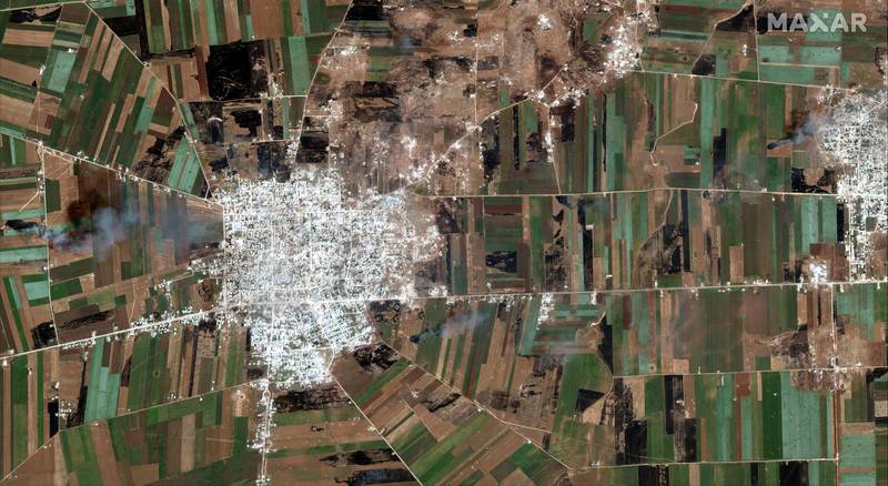A satellite image during a Syrian government offensive.