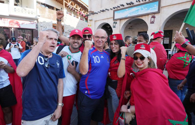 France and Morocco fans in Souq Waqif, Doha. PA