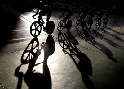 People participate in the men's track cycling omnium during the Central American and Caribbean Games in Cali, Colombia. Ernesto Guzman Jr/EPA