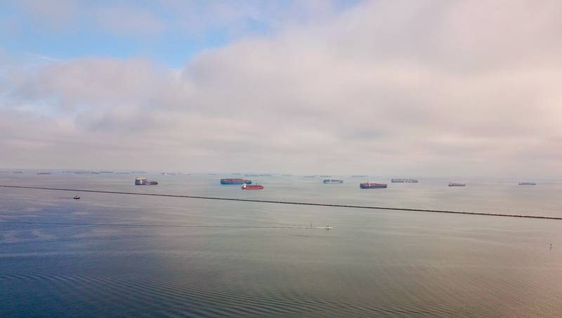 Last week, more than 78 cargo ships sat waiting for a berthing spot. Photo: Sven Kamm