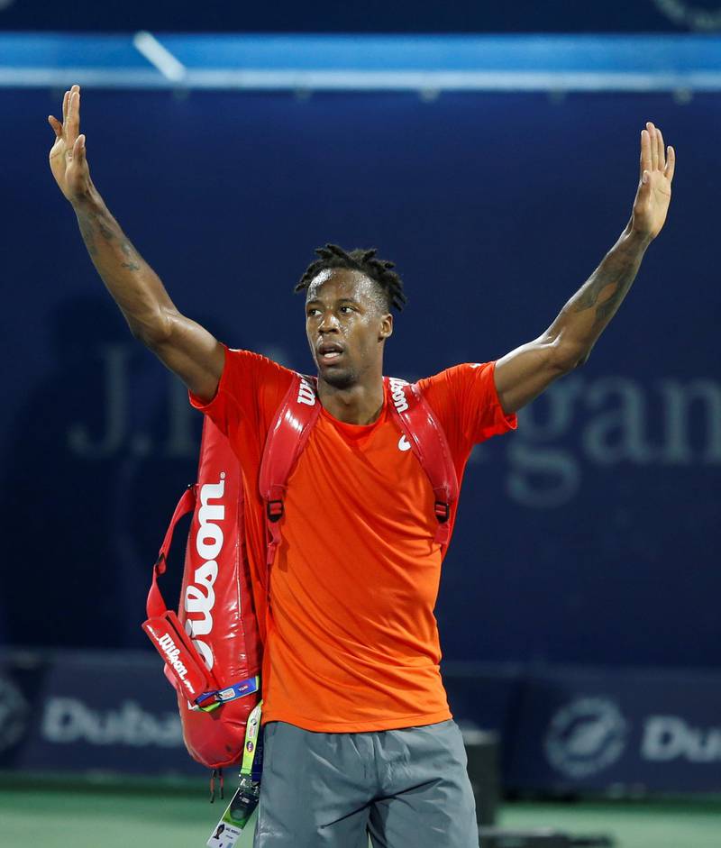 Gael Monfils acknowledges the crowd in defeat. EPA