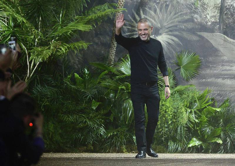 PARIS, FRANCE - JANUARY 27:  Elie Saab aknowledges the applause after his show as part of Paris Fashion Week on January 27, 2016 in Paris, France.  (Photo by Dominique Charriau/WireImage/Getty Images)