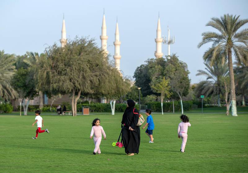 Abu Dhabi, United Arab Emirates, March 15, 2021.  Emirati Children's Day at Umm Al Emarat Park.Victor Besa/The NationalSection:  NAFOR:  Stand Alone/ Big Picture