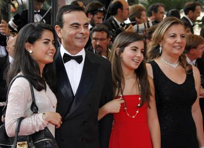 Mr Ghosn and family members attend gala screening of Serbian director Emir Kusturica's film Promise Me This at Cannes Film Festival in 2007. Reuters