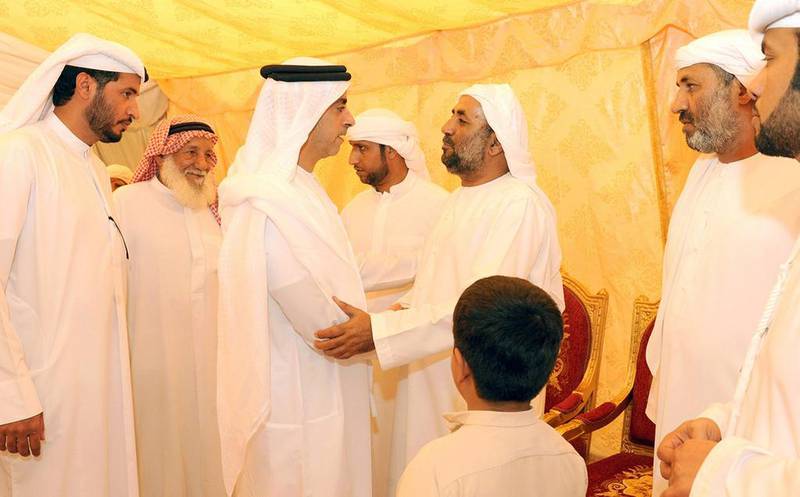 Sheikh Saif bin Zayed visit the families of the UAE's fallen soldiers in Fujairah. Wam

WAM