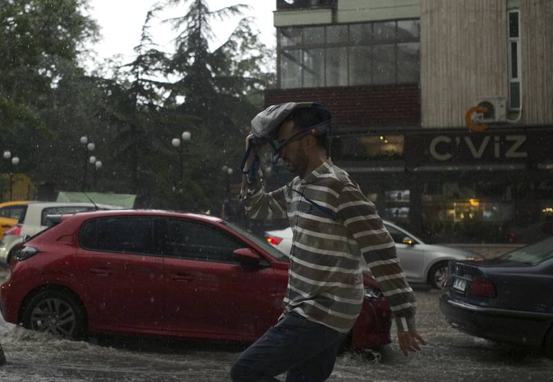 The heavy rainfall in Turkey's capital killed a man (not pictured) on Saturday. Search and rescue teams located the body of the 27-year-old bus driver, the state-run Anadolu Agency reported. AP