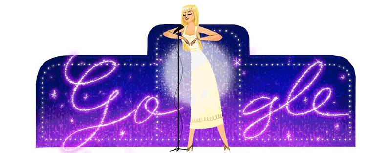 Egyptian-French singer and actress Dalida is honoured on her birthday by Google Doodle, on January 17, 2019.