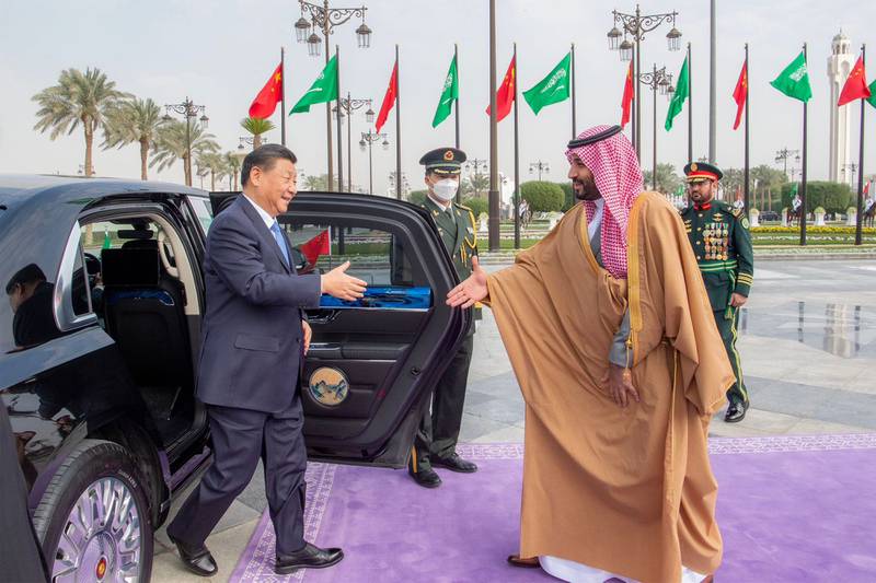 Chinese President Xi Jinping meets Saudi Crown Prince Mohammed bin Salman in Riyadh last December. AP Photo