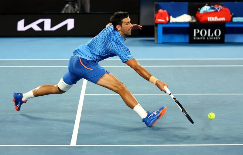 Novak Djokovic in action during his first-round match. Reuters