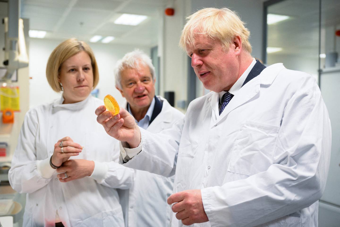 Boris Johnson was visiting the Francis Crick Institute in London on Monday. Reuters