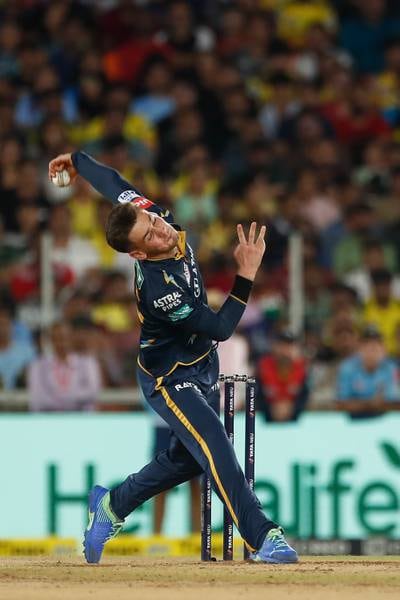 Noor Ahmed of the Gujarat Titans bowls during the 2023 IPL final. Getty 