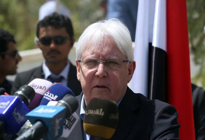 United Nations Special Envoy to Yemen Martin Griffiths, speaks during news conference, in Marib, Yemen March 7, 2020. REUTERS/Ali Owidha