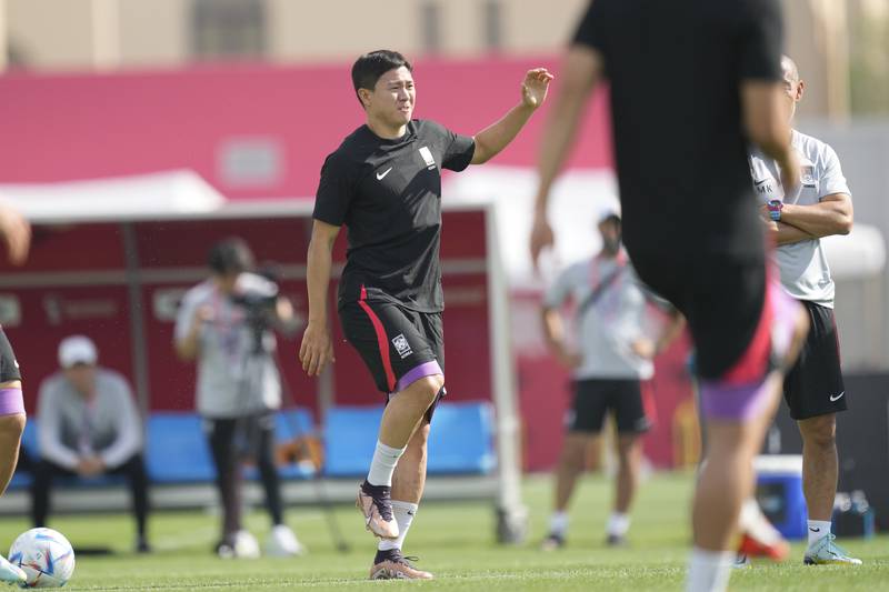 South Korea's Kwon Chang-hoon trains for the match against Portugal. AP