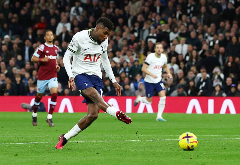 Emerson Royal scores Tottenham's first goal. Reuters