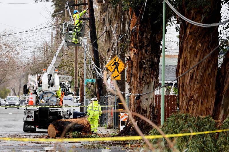 Crews race to repair more fallen powerlines. Reuters