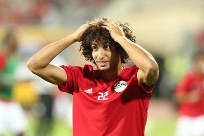 epa07674631 (FILE) - Egyptian player Amr Warda waves to fans before the African Nations Cup qualifiers game between Egypt and Nigeria at Borg El Arab Stadium in Alexandria, Egypt, 08 September 2018 (reissued 26 June 2019). Egyptian Football Association (EFA) announced on 26 June that Warda will be expelled for 'disciplinary reasons' from the squad currently competing in the African Cup of Nations (AFCON), and Egypt will continue the tournament with a list of only 22 players. More than one woman recently alleged they were 'sexually harassed' by the 25-year PAOK player.  EPA/KHALED ELFIQI *** Local Caption *** 54612295