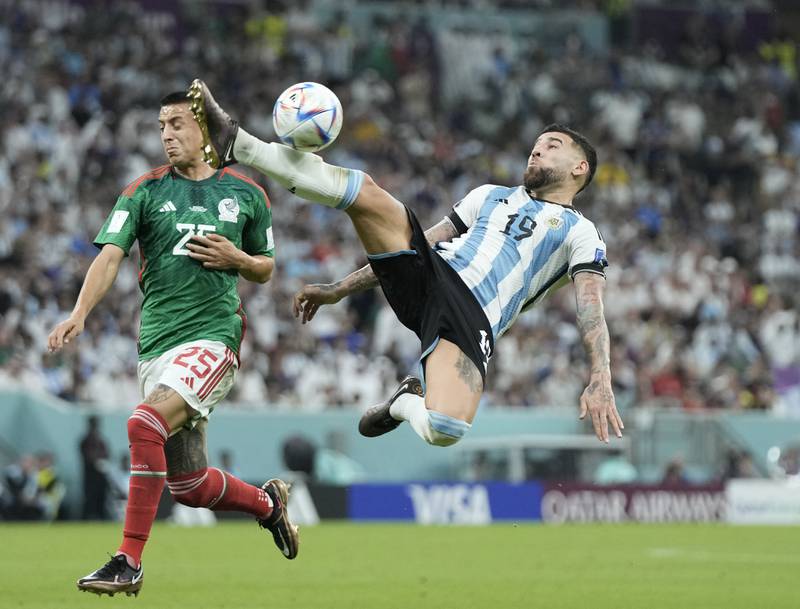 Nicolas Otamendi – 7. The 34-year-old kept Mexico’s forwards quiet as he won everything in the air and on the ground. AP