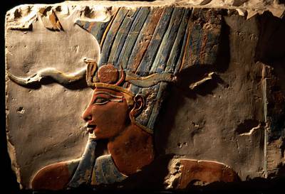 Egyptian Art, Polychrome relief of Pharaoh Thutmose III (h.1490-1436 BC), Sixth pharaoh of the 18th DynastyI, New Kingdom, Part from Thutmose Temple in Deir el-Bahari, Luxor Museum, Egypt. (Photo by Prisma/UIG/Getty Images)