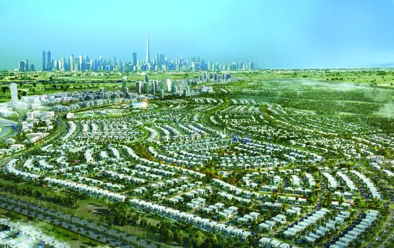 Rendering of Dubai Hills Aerial View. Courtesy Emaar *** Local Caption ***  Dubai Hills Estate Aerial View.jpg