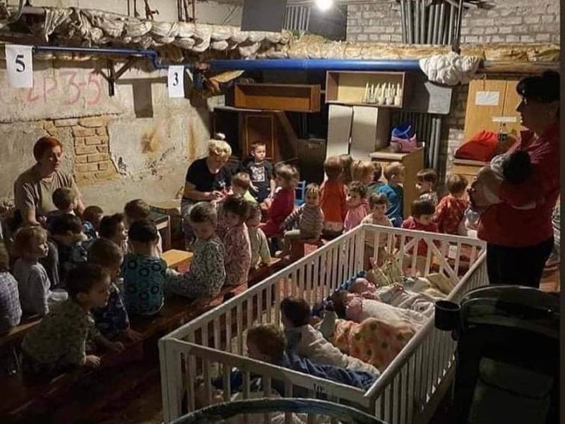 Children shelter from bombs in a Kyiv basement. Hope and Homes for Children has staff on the ground in Ukraine, Moldovo and Romania assisting refugees and children caught up in violence or fleeing Russian forces. Photo: Hope and Homes for Children