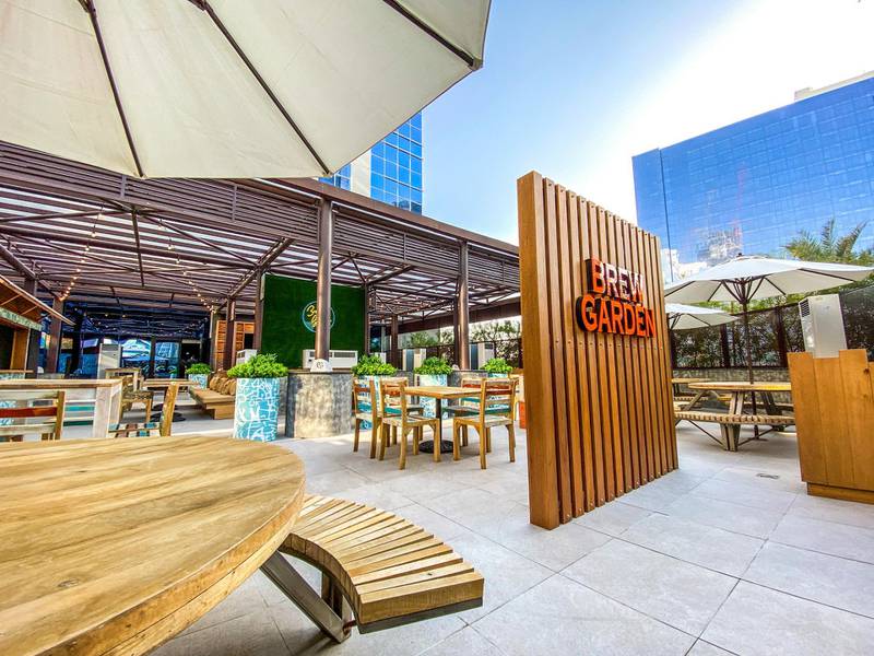 Brew House, another restaurant in Citymax Hotel Business Bay, features brick walls and has an outdoor garden space. Courtesy Citymax Hotel