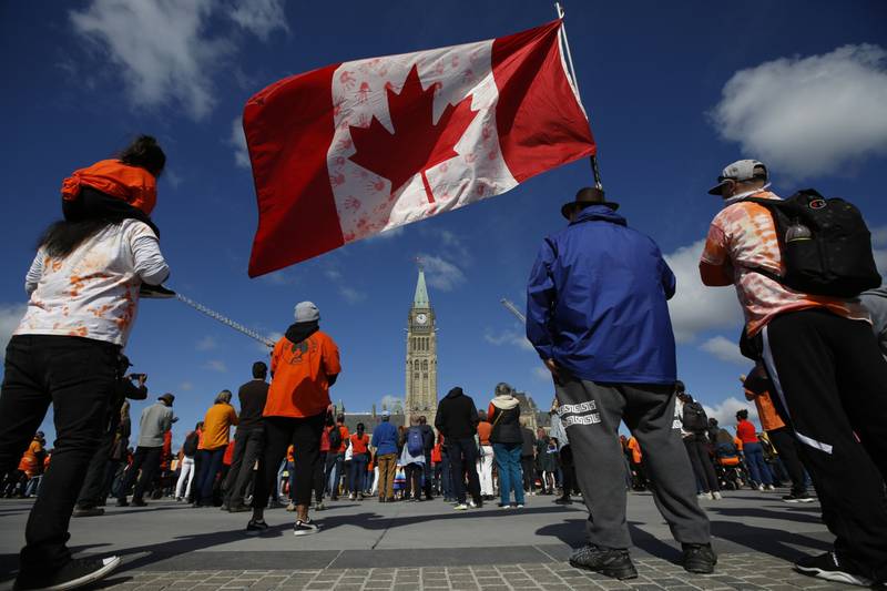 Demonstrators gather for the first National Day for Truth and Reconciliation in Ottawa, Ontario. Bloomberg