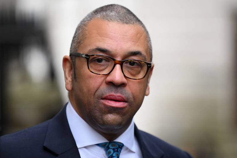 Britain's Foreign Secretary James Cleverly arrives to Downing Street for the weekly cabinet meeting in London on January 31, 2023. AFP
