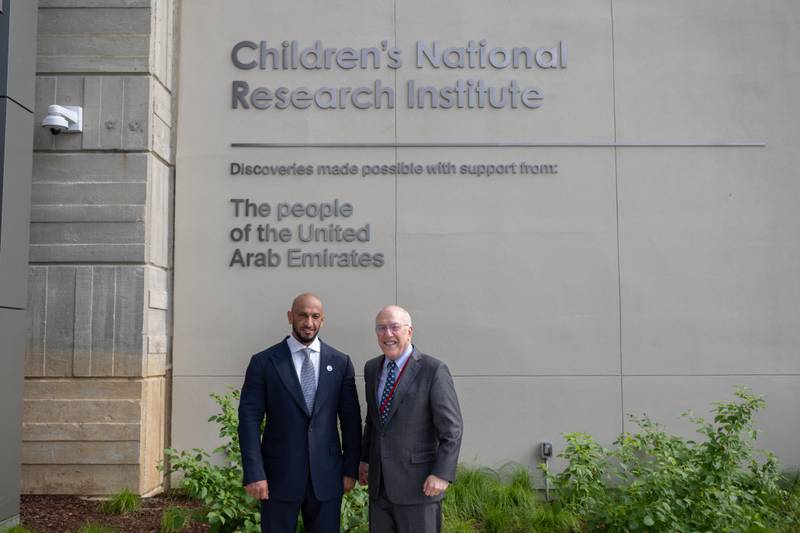 The new Children’s National Research and Innovation Campus in Washington DC was officially inaugurated by Sheikh Abdulla bin Mohammed Al Hamed, Chairman of the Department of Health – Abu Dhabi, alongside Dr Kurt Newman, president and chief executive of Children’s National Hospital. Photo: Department of Health Abu Dhabi