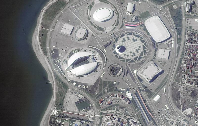 A picture taken from the International Space Station (ISS) shows the Fisht Stadium, which will host matches of the 2018 FIFA World Cup in Sochi, Russia. Reuters
