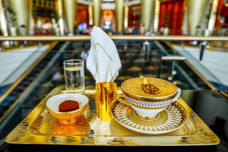 A 24K Italian gold cappuccino from the Burj Al Arab. Courtesy Jumeirah