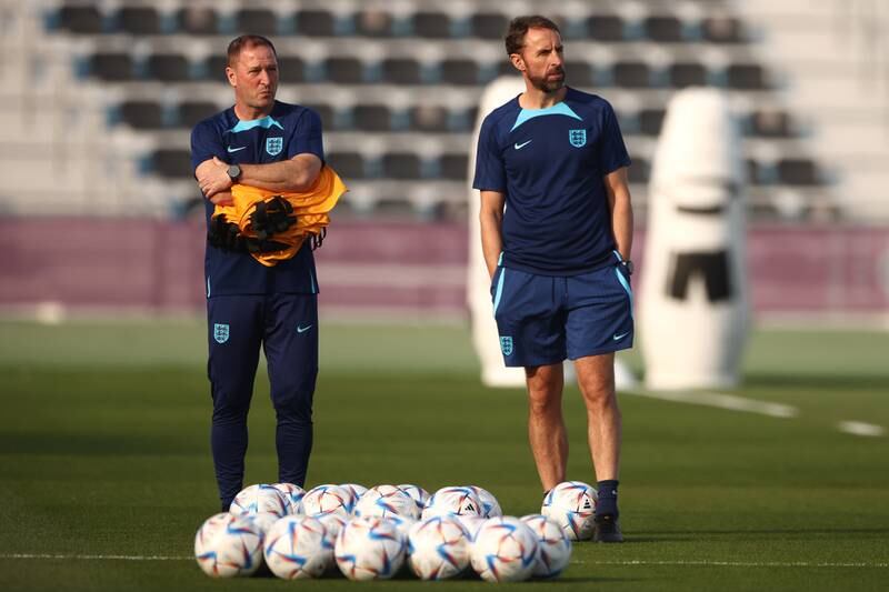 England manager Gareth Southgate with assistant coach Steve Holland. Getty